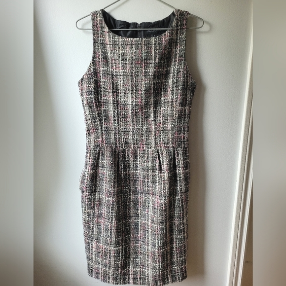 Pink Tartan Black and Multicolor Tweed Midi Dress - Picture 3 of 4